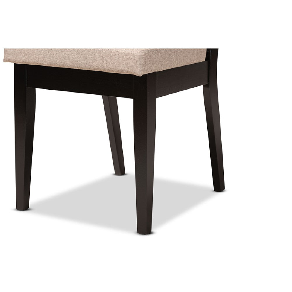 Baxton Studio Rosa Modern and Contemporary Sand Fabric Upholstered and Dark Brown Finished Wood 5-Piece Dining Set