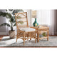 bali & pari Rose Modern Bohemian White Fabric Upholstered and Natural Brown Rattan Dining Chair WHI-Rose-Rattan-DC-No-Arm
