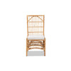 bali & pari Rose Modern Bohemian White Fabric Upholstered and Natural Brown Rattan Dining Chair WHI-Rose-Rattan-DC-No-Arm