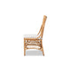 bali & pari Rose Modern Bohemian White Fabric Upholstered and Natural Brown Rattan Dining Chair WHI-Rose-Rattan-DC-No-Arm