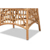 bali & pari Rose Modern Bohemian White Fabric Upholstered and Natural Brown Rattan Dining Chair WHI-Rose-Rattan-DC-No-Arm