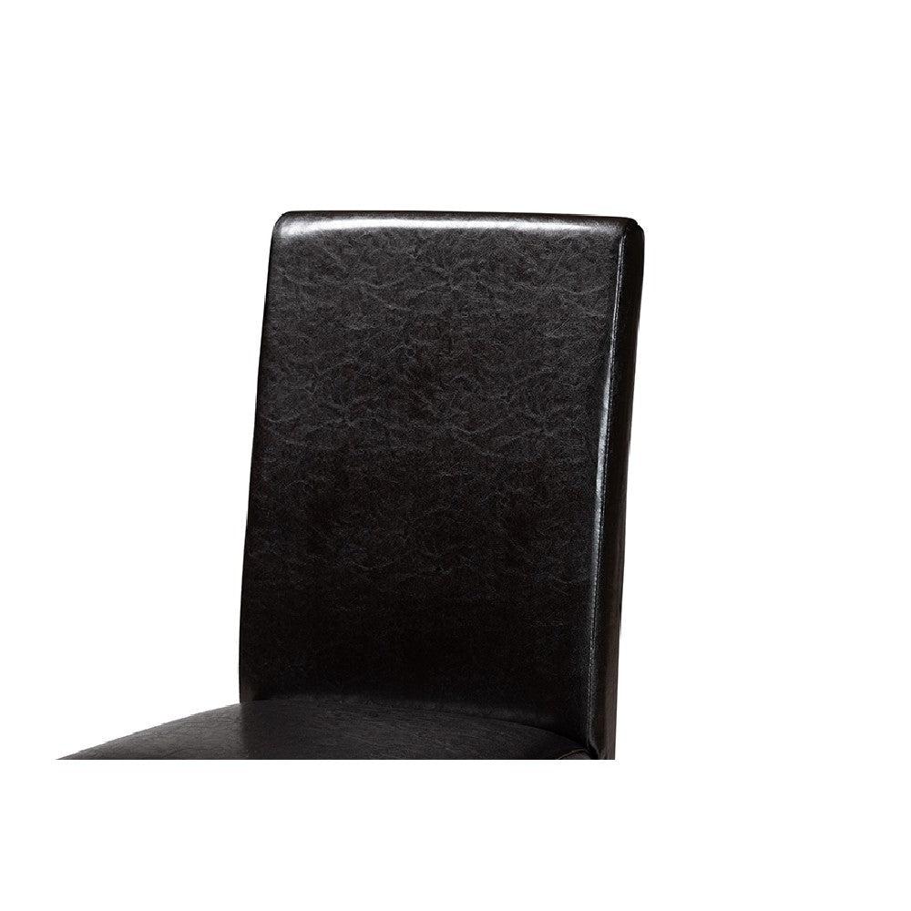 Baxton Studio Rosi Modern Espresso Brown Faux Leather and Wood 5-Piece Dining Set WHI-Rosi-Dark-Brown-5PC-Dining-Set