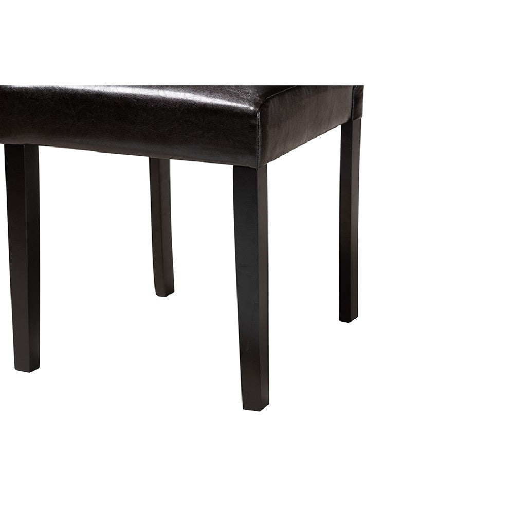 Baxton Studio Rosi Modern Espresso Brown Faux Leather and Wood 5-Piece Dining Set WHI-Rosi-Dark-Brown-5PC-Dining-Set