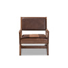 Baxton Studio Rovelyn Rustic Brown Faux Leather Upholstered Walnut Finished Wood Lounge Chair WHI-Rovelyn-Dark-Brown-Walnut-CC