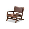 Baxton Studio Rovelyn Rustic Brown Faux Leather Upholstered Walnut Finished Wood Lounge Chair WHI-Rovelyn-Dark-Brown-Walnut-CC