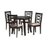 Baxton Studio Ruby Modern Beige Fabric and Dark Brown Finished Wood 5-Piece Dining Set WHI-Ruby-Sand-Dark-Brown-5PC-Dining-Set