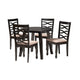 Baxton Studio Ruby Modern Beige Fabric and Dark Brown Finished Wood 5-Piece Dining Set WHI-Ruby-Sand-Dark-Brown-5PC-Dining-Set
