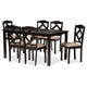 Baxton Studio Ruth Sand Fabric Upholstered and Dark Brown Finished Wood 7-Piece Dining Set WHI-Ruth-Sand-Dark-Brown-7PC-Dining-Set