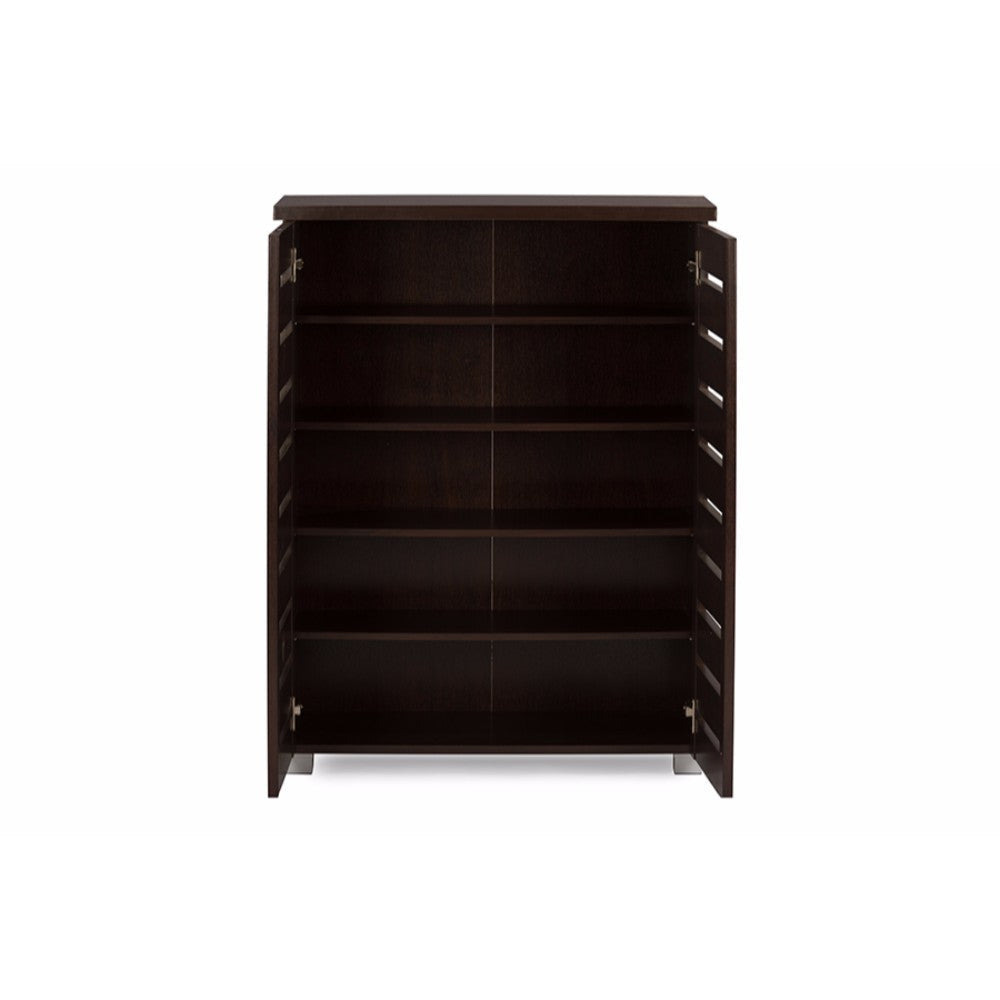 Baxton Studio Adalwin Modern and Contemporary 2-Door Dark Brown Wooden Entryway Shoes Storage Cabinet