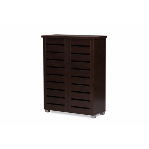 Baxton Studio Adalwin Modern and Contemporary 2-Door Dark Brown Wooden Entryway Shoes Storage Cabinet