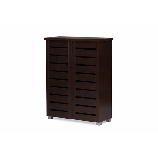 Baxton Studio Adalwin Modern and Contemporary 2-Door Dark Brown Wooden Entryway Shoes Storage Cabinet