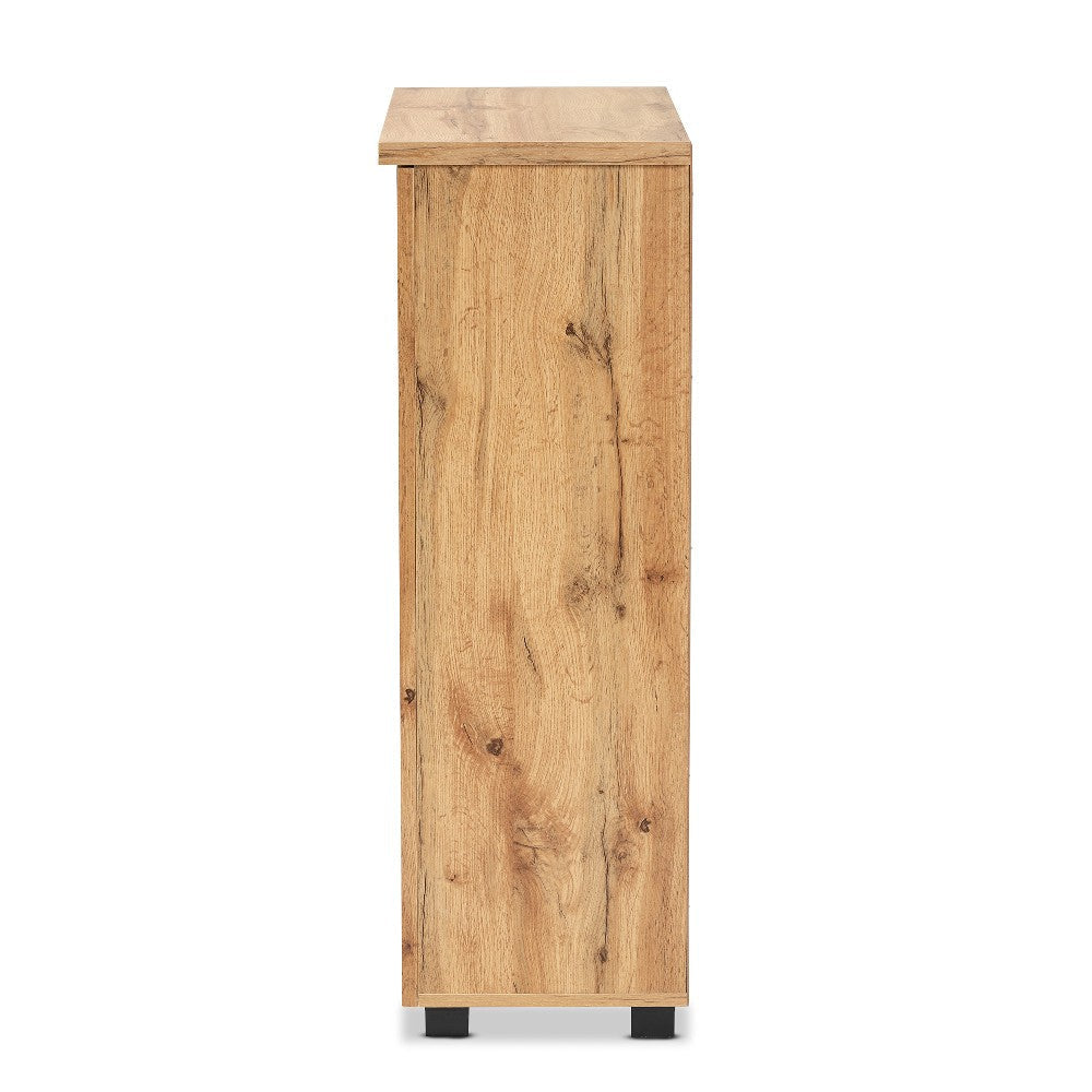Baxton Studio Adalwin Modern and Contemporary Oak Brown Finished Wood 2-Door Shoe Storage Cabinet WHI-SC863522-Wotan-Oak