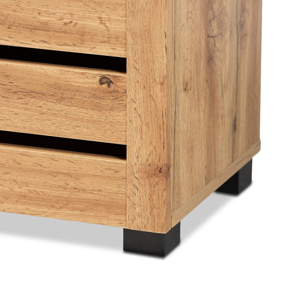 Baxton Studio Adalwin Modern and Contemporary Oak Brown Finished Wood 2-Door Shoe Storage Cabinet WHI-SC863522-Wotan-Oak