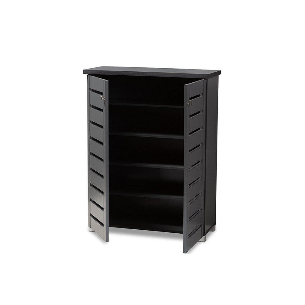 Baxton Studio Adalwin Modern and Contemporary Dark Gray 2-Door Wooden Entryway Shoe Storage Cabinet