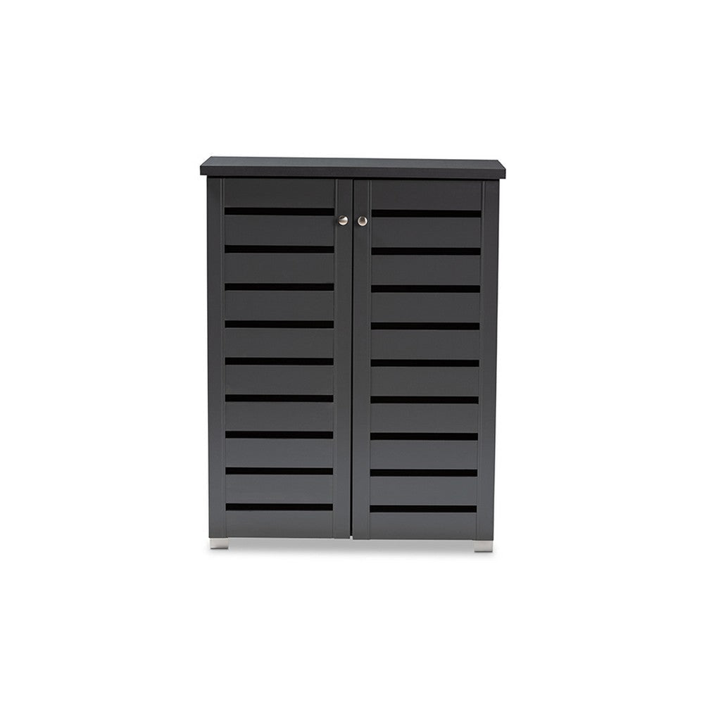 Baxton Studio Adalwin Modern and Contemporary Dark Gray 2-Door Wooden Entryway Shoe Storage Cabinet
