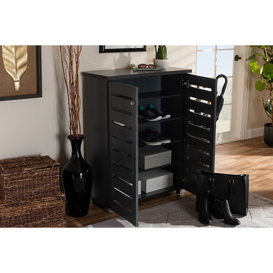 Baxton Studio Adalwin Modern and Contemporary Dark Gray 2-Door Wooden Entryway Shoe Storage Cabinet
