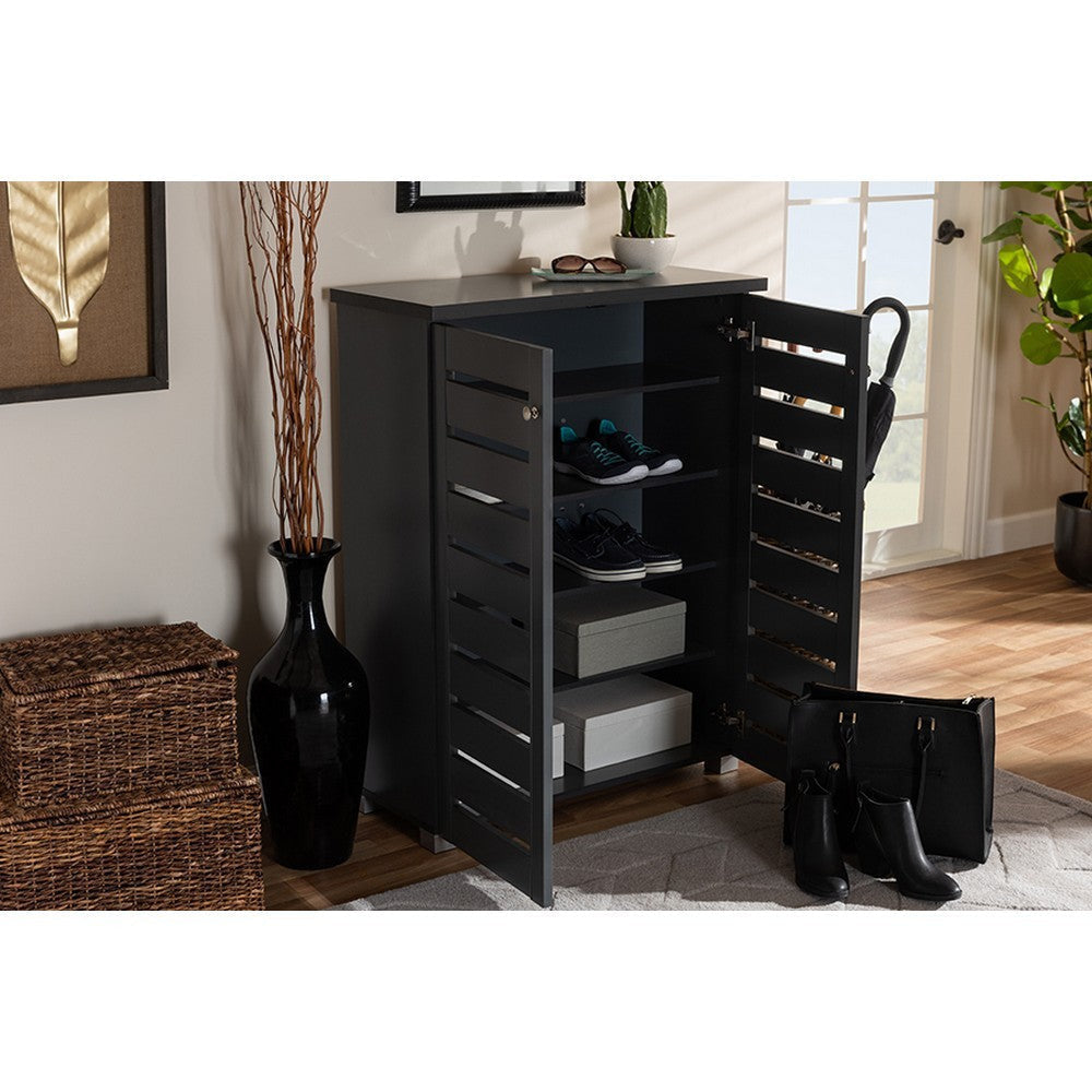 Baxton Studio Adalwin Modern and Contemporary Dark Gray 2-Door Wooden Entryway Shoe Storage Cabinet