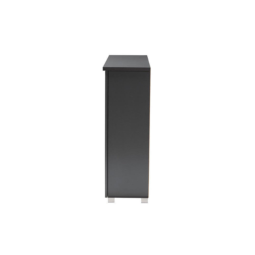 Baxton Studio Adalwin Modern and Contemporary Dark Gray 3-Door Wooden Entryway Shoe Storage Cabinet