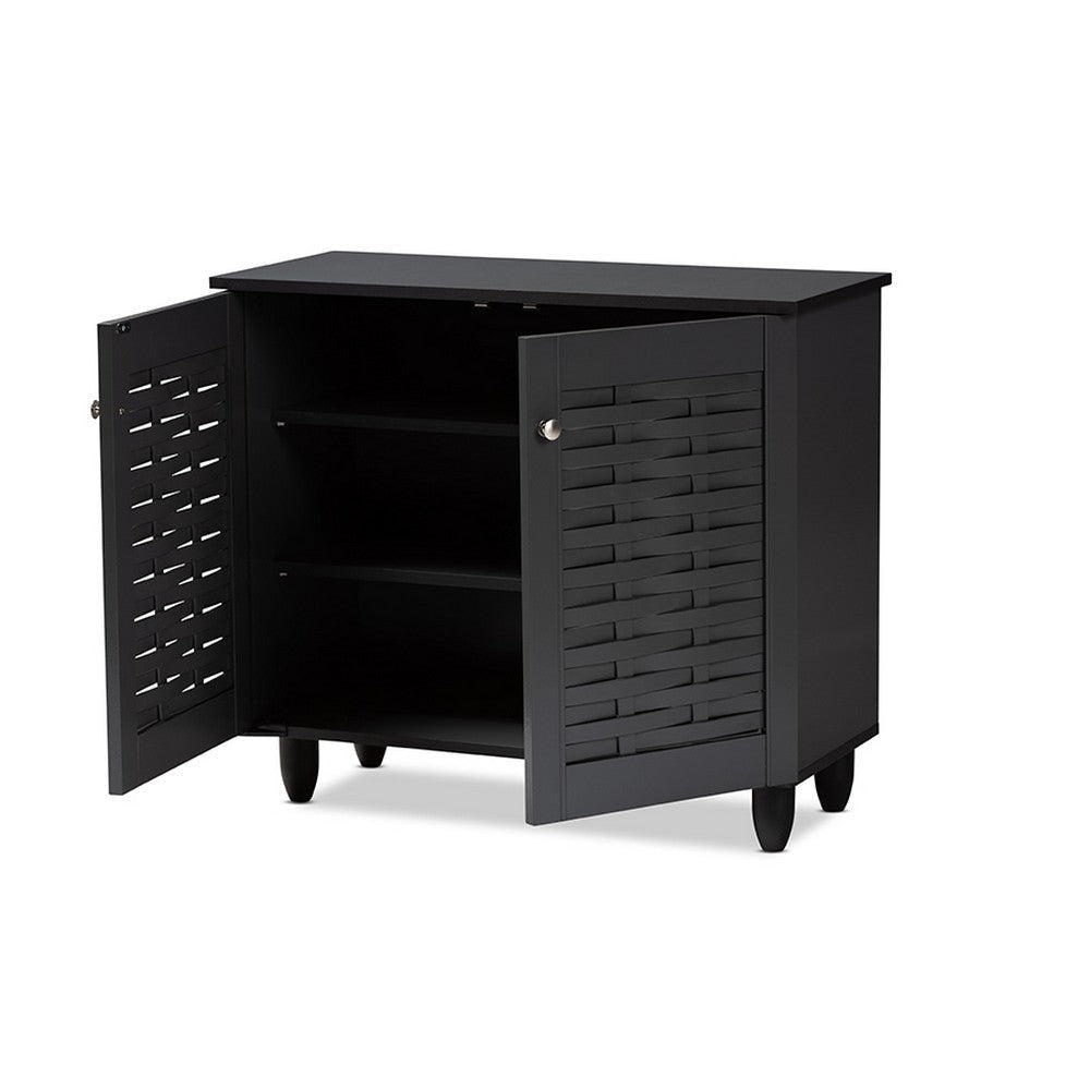 Baxton Studio Winda Modern and Contemporary Dark Gray 2-Door Wooden Entryway Shoe Storage Cabinet