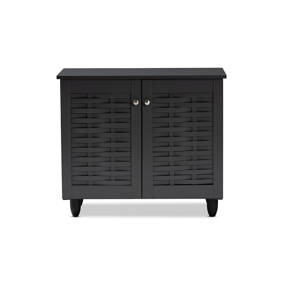 Baxton Studio Winda Modern and Contemporary Dark Gray 2-Door Wooden Entryway Shoe Storage Cabinet
