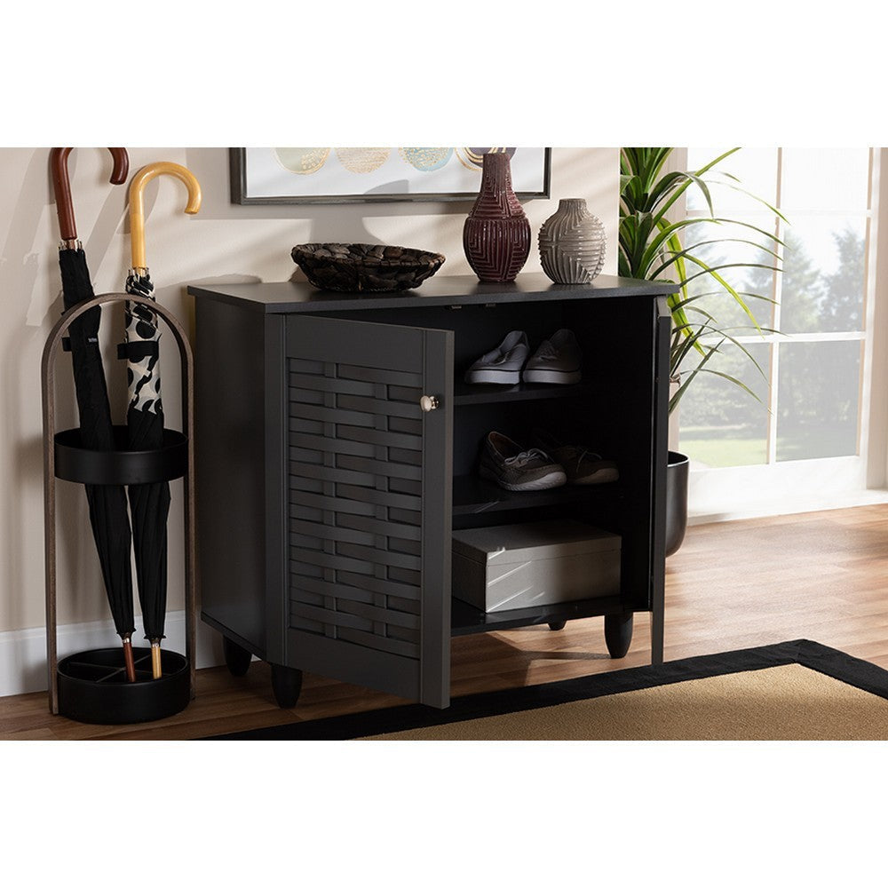 Baxton Studio Winda Modern and Contemporary Dark Gray 2-Door Wooden Entryway Shoe Storage Cabinet