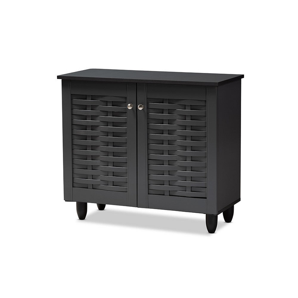 Baxton Studio Winda Modern and Contemporary Dark Gray 2-Door Wooden Entryway Shoe Storage Cabinet