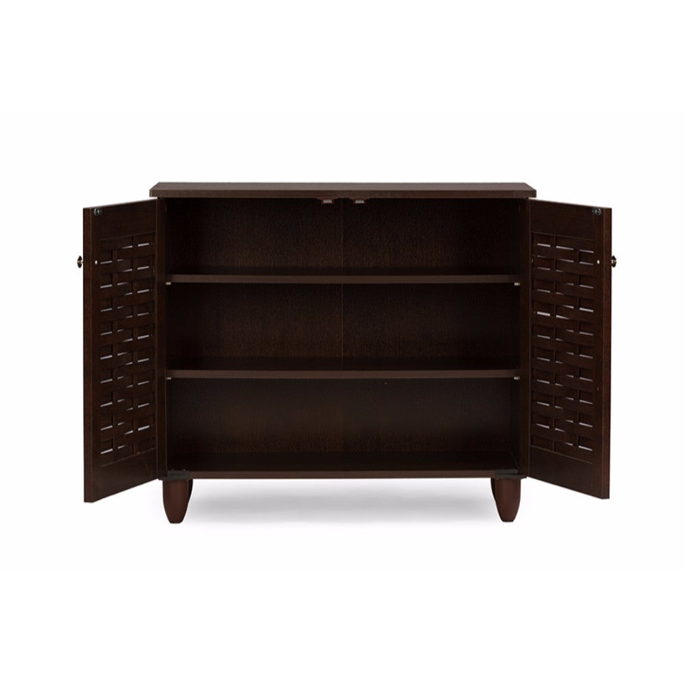 Baxton Studio Winda Modern and Contemporary 2-Door Dark Brown Wooden Entryway Shoes Storage Cabinet
