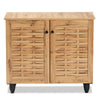 Baxton Studio Winda Modern and Contemporary Oak Brown Finished Wood 2-Door Shoe Cabinet WHI-SC864572-B-Wotan-Oak