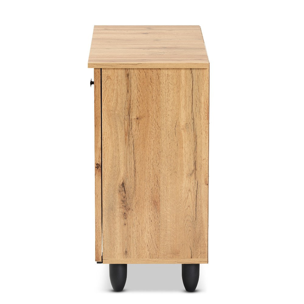 Baxton Studio Winda Modern and Contemporary Oak Brown Finished Wood 2-Door Shoe Cabinet WHI-SC864572-B-Wotan-Oak