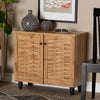 Baxton Studio Winda Modern and Contemporary Oak Brown Finished Wood 2-Door Shoe Cabinet WHI-SC864572-B-Wotan-Oak
