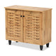 Baxton Studio Winda Modern and Contemporary Oak Brown Finished Wood 2-Door Shoe Cabinet WHI-SC864572-B-Wotan-Oak