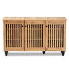 Baxton Studio Fernanda Modern and Contemporary Oak Brown Finished Wood 3-Door Shoe Cabinet WHI-SC864573-A-Wotan-Oak