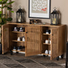 Baxton Studio Fernanda Modern and Contemporary Oak Brown Finished Wood 3-Door Shoe Cabinet