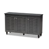Baxton Studio Winda Modern and Contemporary Dark Gray 3-Door Wooden Entryway Shoe Storage Cabinet