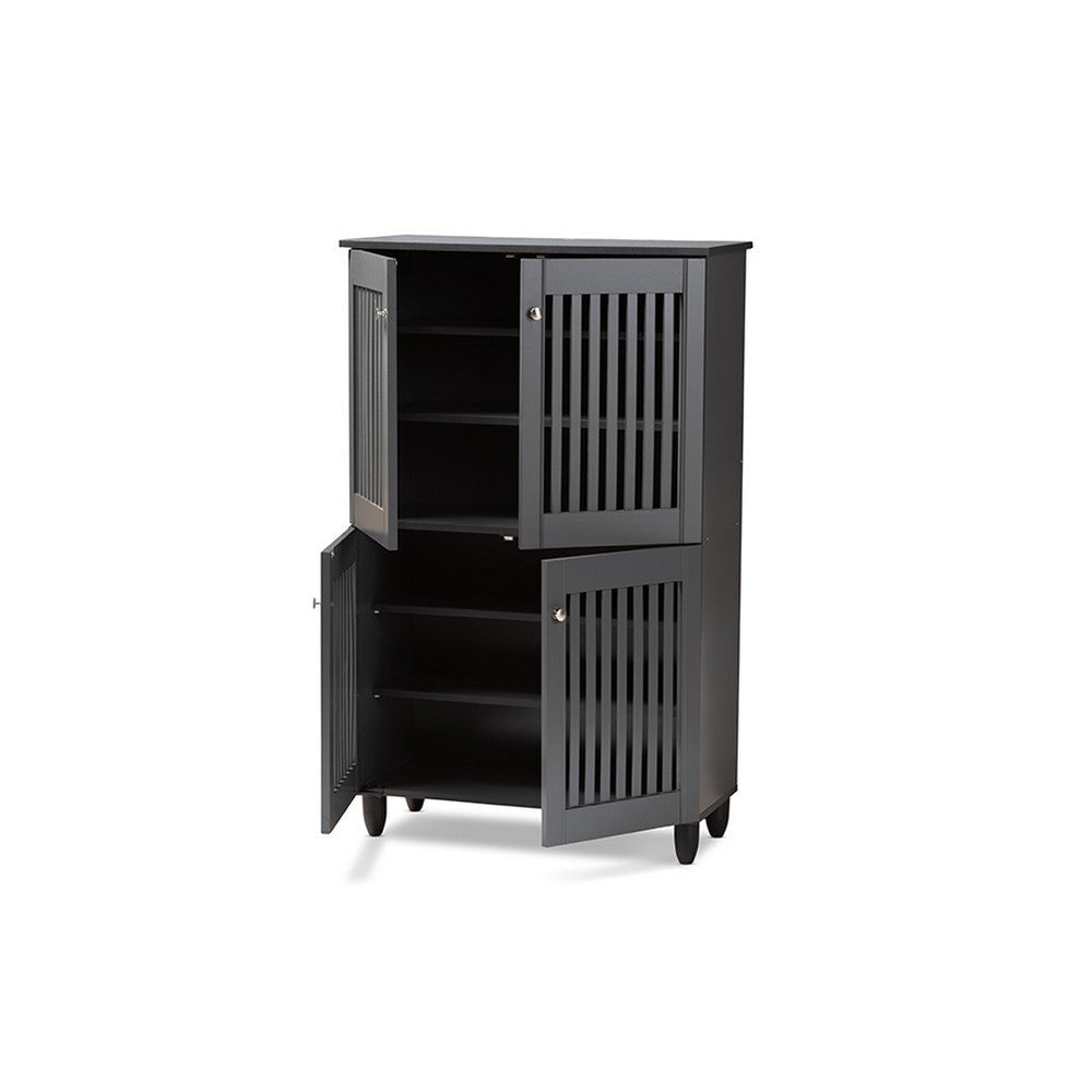 Baxton Studio Fernanda Modern and Contemporary Dark Gray 4-Door Wooden Entryway Shoe Storage Cabinet WHI-SC864574-A-Dark-Grey-Shoe-Cabinet