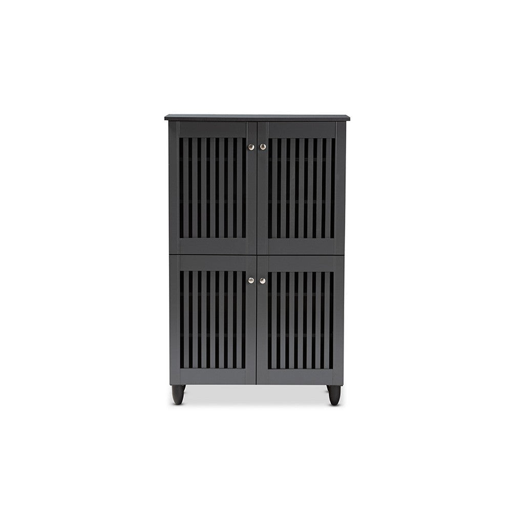 Baxton Studio Fernanda Modern and Contemporary Dark Gray 4-Door Wooden Entryway Shoe Storage Cabinet WHI-SC864574-A-Dark-Grey-Shoe-Cabinet