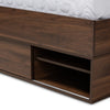 Baxton Studio Tristan Modern and Contemporary Walnut Brown Finished Wood 1-Drawer Queen Size Platform Storage Bed with Shelves