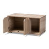 Baxton Studio Jasper Modern and Contemporary Oak Finished 2-Door Wood Cat Litter Box Cover House WHI-SECHC150040WI-Hana-Oak-Cat-House