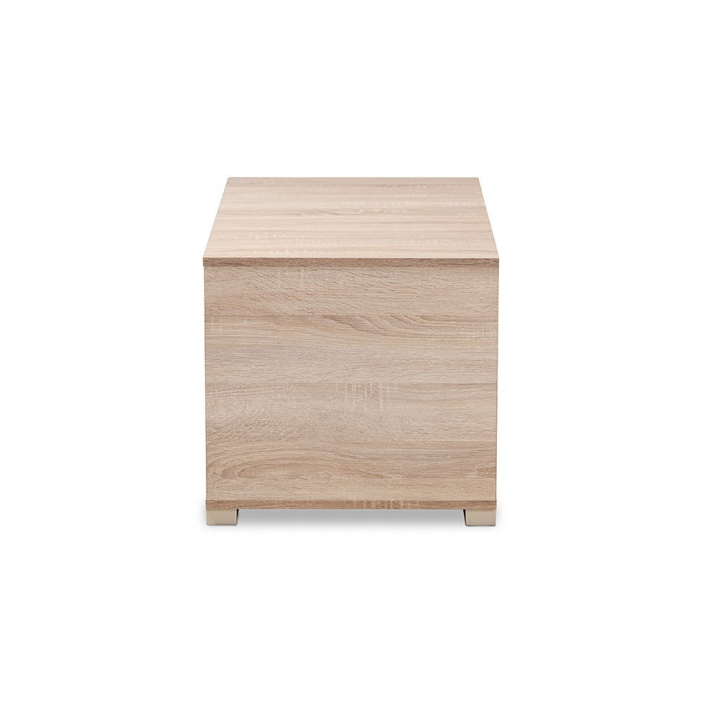 Baxton Studio Jasper Modern and Contemporary Oak Finished 2-Door Wood Cat Litter Box Cover House WHI-SECHC150040WI-Hana-Oak-Cat-House