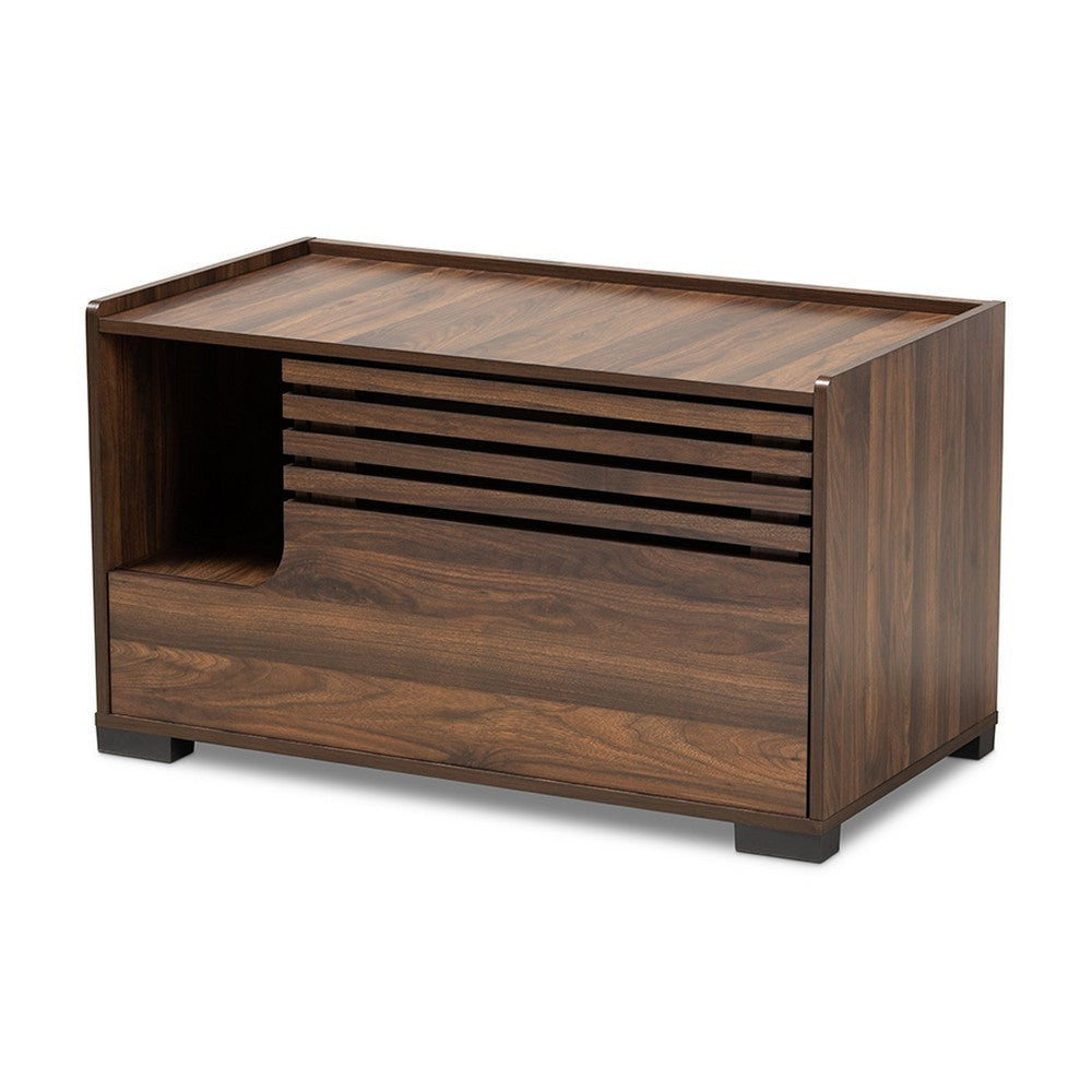 Baxton Studio Claire Modern and Contemporary Walnut Brown Finished Cat Litter Box Cover House WHI-SECHC150080WI-Columbia-Cat-House