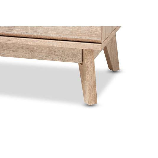 Baxton Studio Miren Mid-Century Modern Light Oak and Dark Grey 5-Drawer Chest