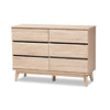 Baxton Studio Miren Mid-Century Modern Light Oak and Dark Grey 6-Drawer Dresser WHI-SECOD5015-Hana-Oak-Dark-Grey-6DW-Dresser