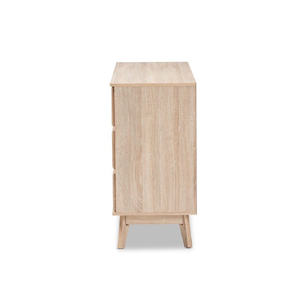 Baxton Studio Miren Mid-Century Modern Light Oak and Dark Grey 6-Drawer Dresser WHI-SECOD5015-Hana-Oak-Dark-Grey-6DW-Dresser