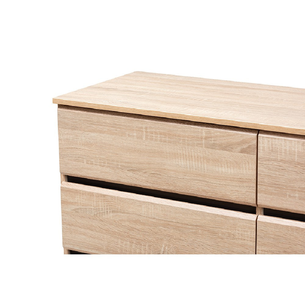 Baxton Studio Miren Mid-Century Modern Light Oak and Dark Grey 6-Drawer Dresser WHI-SECOD5015-Hana-Oak-Dark-Grey-6DW-Dresser