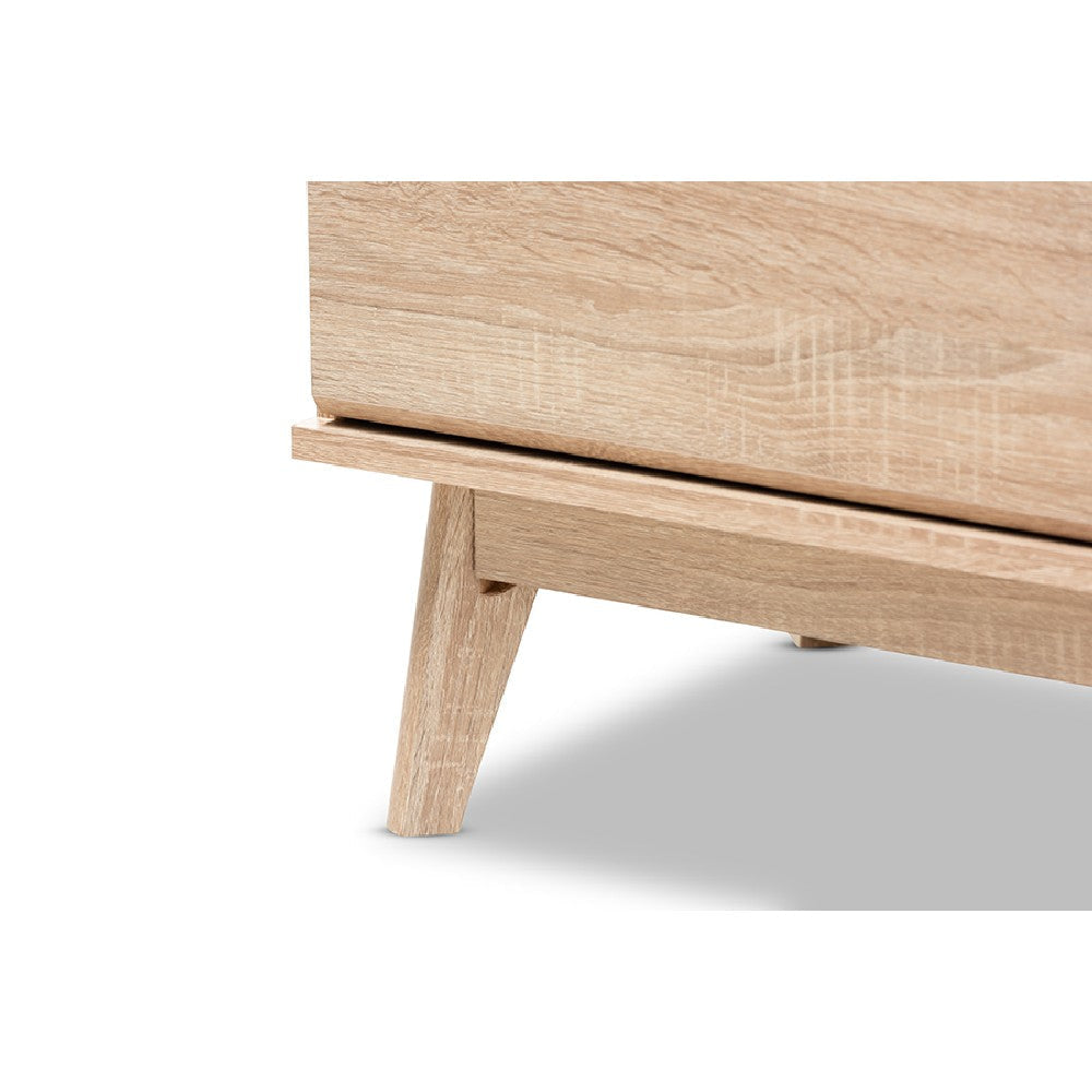 Baxton Studio Miren Mid-Century Modern Light Oak and Dark Grey 6-Drawer Dresser