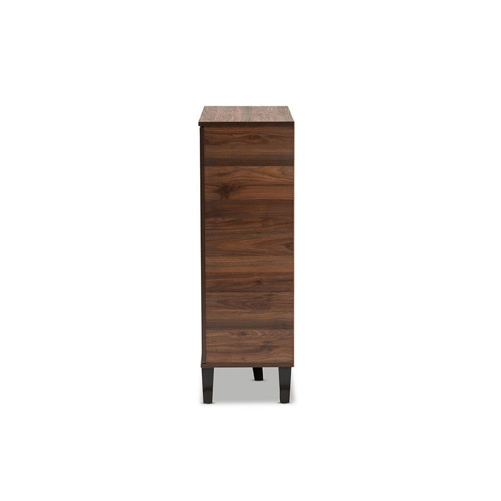Baxton Studio Idina Mid-Century Modern Two-Tone Walnut Brown and Grey Finished Wood 1-Door Shoe Cabinet WHI-SESC16104-Columbia-Shoe-Cabinet