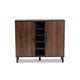 Baxton Studio Idina Mid-Century Modern Two-Tone Walnut Brown and Grey Finished Wood 2-Door Shoe Cabinet WHI-SESC16105-Columbia-Shoe-Cabinet