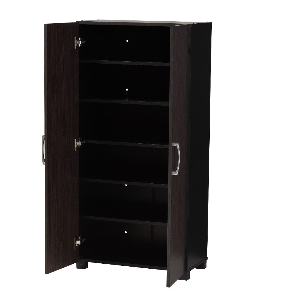Baxton Studio Marine Modern and Contemporary Two-Tone Wenge and Black Finished 2-Door Wood Entryway Shoe Storage Cabinet