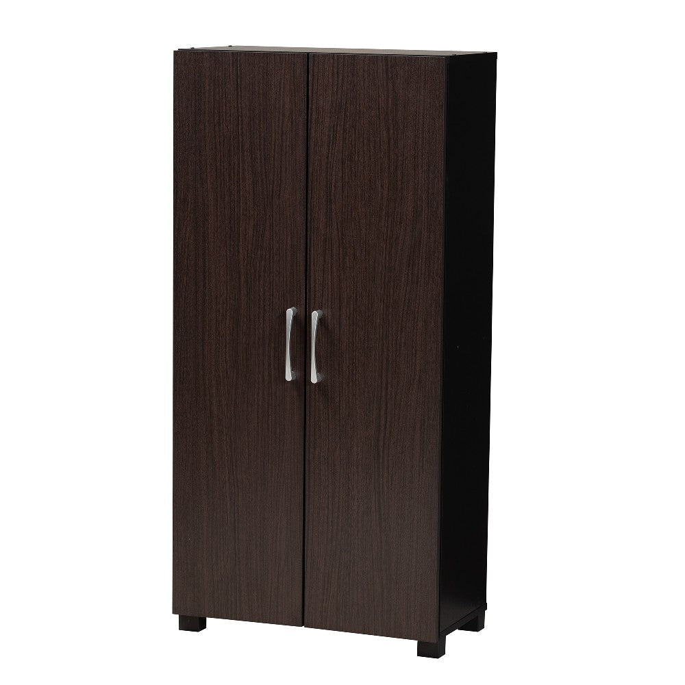Baxton Studio Marine Modern and Contemporary Two-Tone Wenge and Black Finished 2-Door Wood Entryway Shoe Storage Cabinet