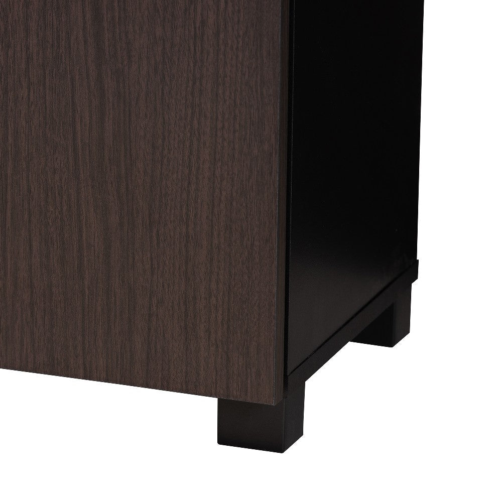 Baxton Studio Marine Modern and Contemporary Two-Tone Wenge and Black Finished 2-Door Wood Entryway Shoe Storage Cabinet